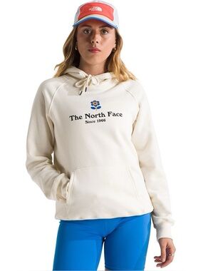 The North Face Cream Pullover Hoodie with Embroidered Logo